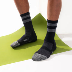 Feetures -  Elite Light Cushion Mini Crew - Black High Top Stripe