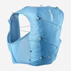 Blue running vest with 'Salomon' branding on a white background