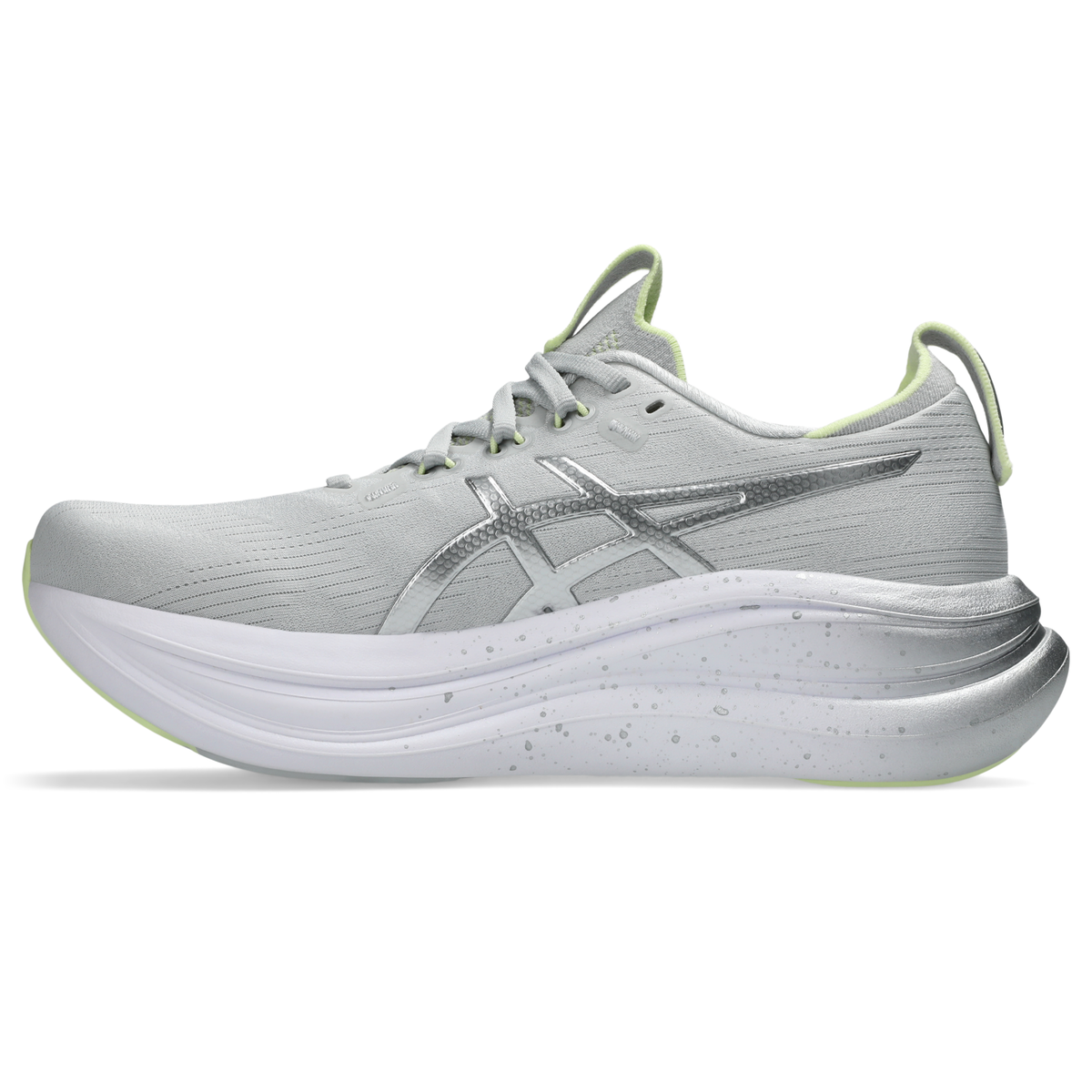 ASICS Women's Gel-Nimbus 28 Platinum Platinum/Glow Green