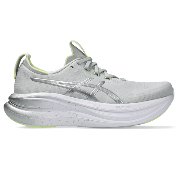 ASICS Women's Gel-Nimbus 28 Platinum Platinum/Glow Green