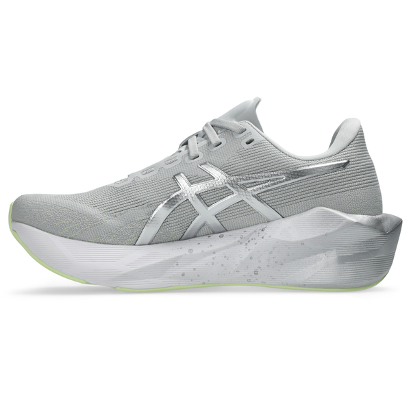 Women's - ASICS Novablast 6 Platinum - Platinum/Glow Green