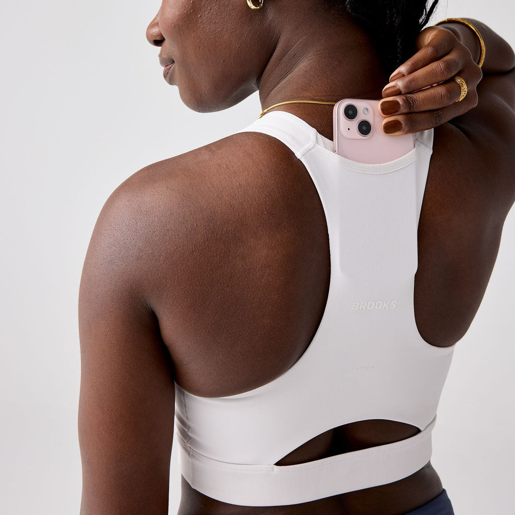 Women's Brooks Luxe Pocket Bra - White