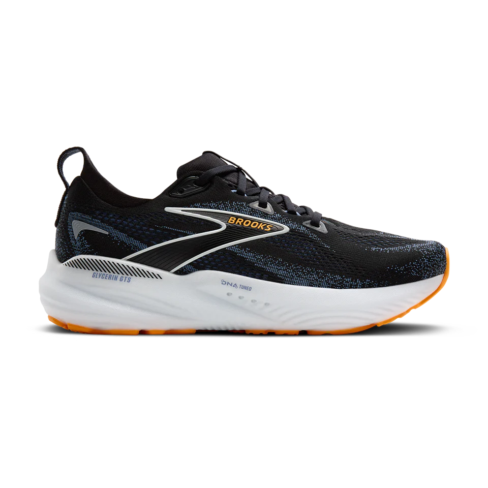 Men's - Brooks Glycerin GTS 22 - Black/Country Blue/Orange Pop