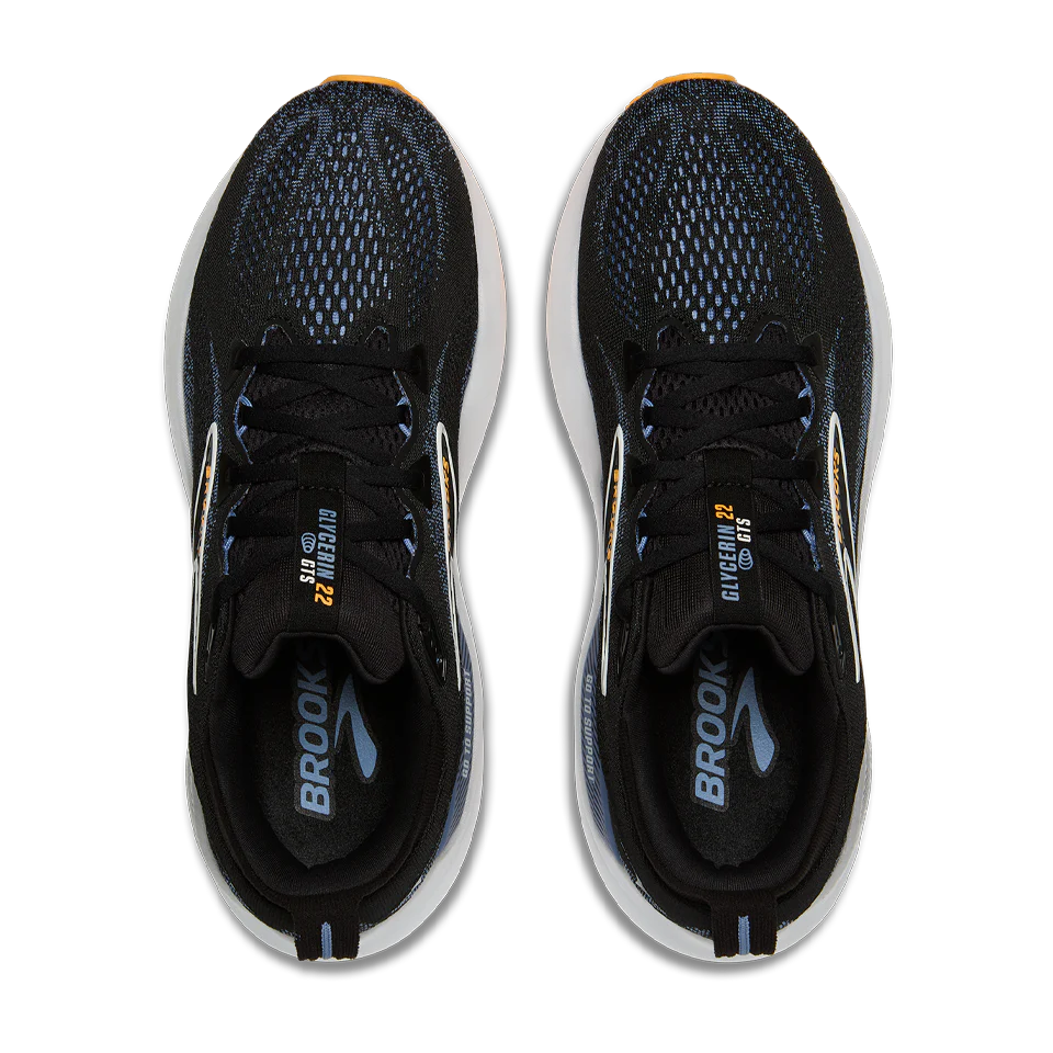 Men's - Brooks Glycerin GTS 22 - Black/Country Blue/Orange Pop