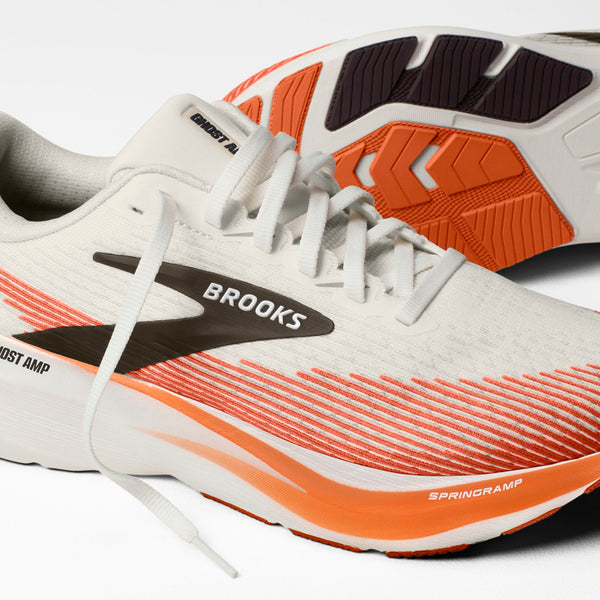 Brooks Men's Ghost Amp White/Tigerlily/Black