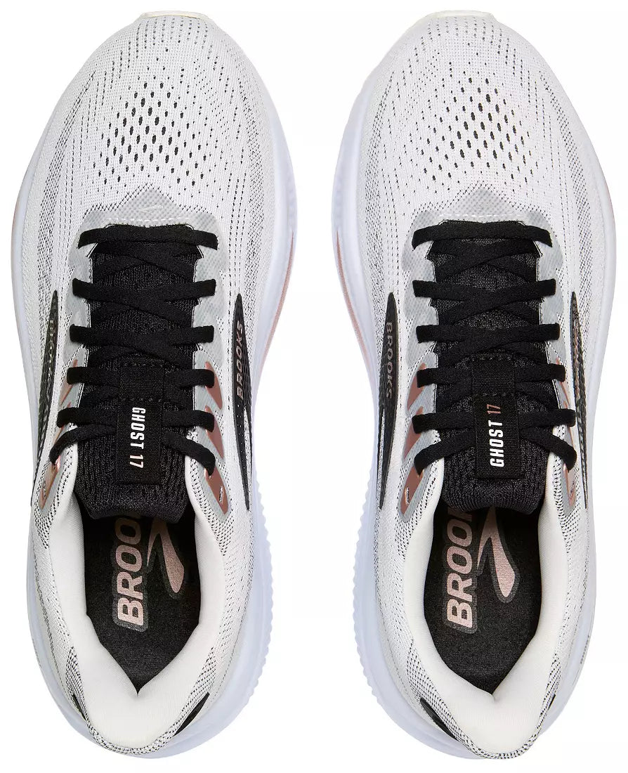 Women's - Brooks Ghost 17 - White/Black/Rose Gold