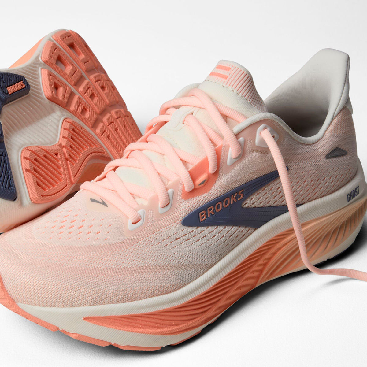 Brooks Women's Ghost 18 Star White/Cyber Peach/Grey