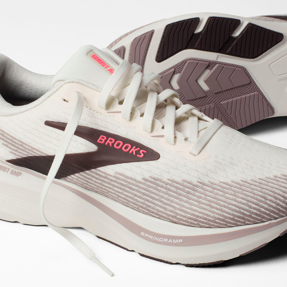 Brooks Women's Ghost Amp Arctic Wolf/Dove/Pink
