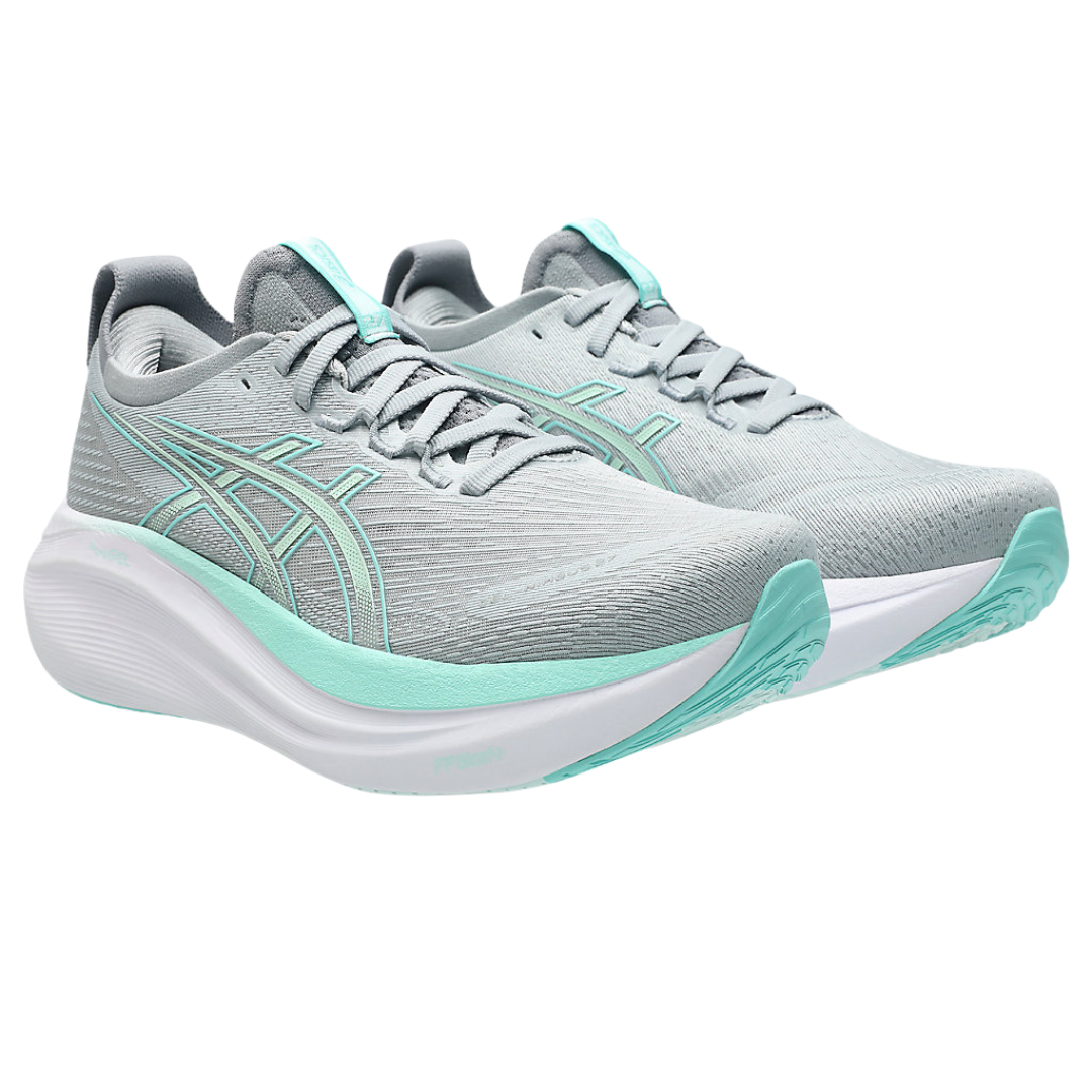 Women's - ASICS Gel Nimbus 27 - Piedmont Grey/Illuminate Mint