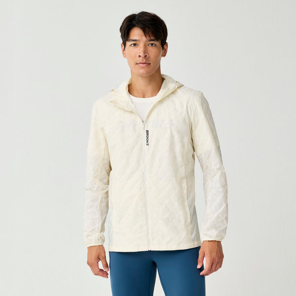 Brooks Men's Canopy Reflective Jacket Reflective Wordmark Bone