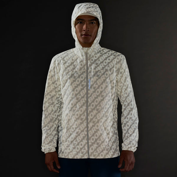 Brooks Men's Canopy Reflective Jacket Reflective Wordmark Bone