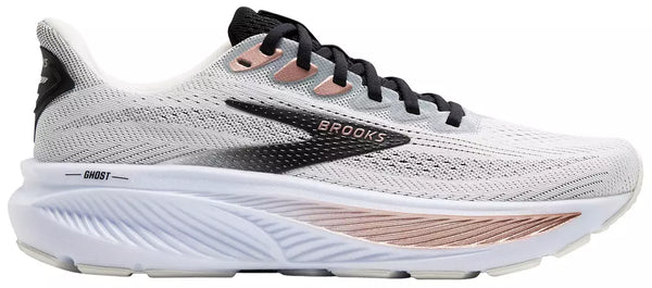 Women's - Brooks Ghost 17 - White/Black/Rose Gold