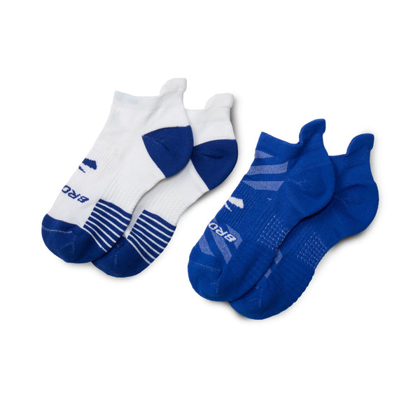 Brooks Ghost Lite No Show Sock 2-Pack Neo Blue & White/Neo Blue