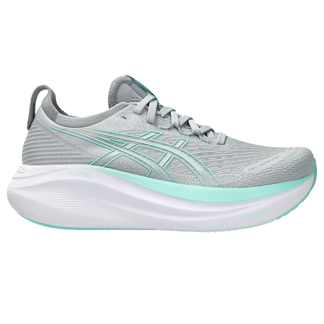 Women's - ASICS Gel Nimbus 27 - Piedmont Grey/Illuminate Mint