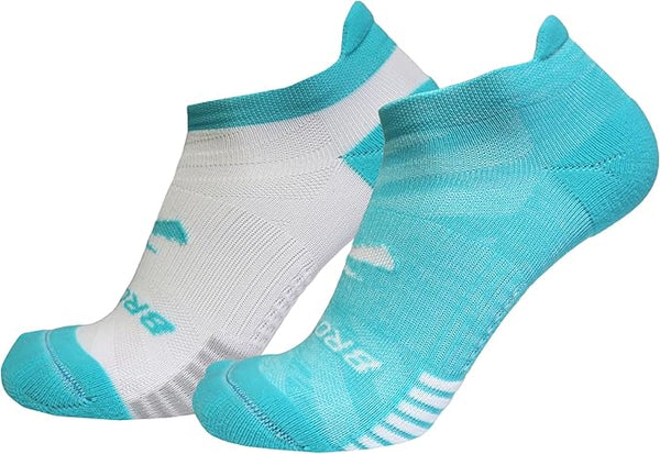 Brooks Ghost Lite No Show Sock 2-Pack- Strobe Blue/White &White/Blue