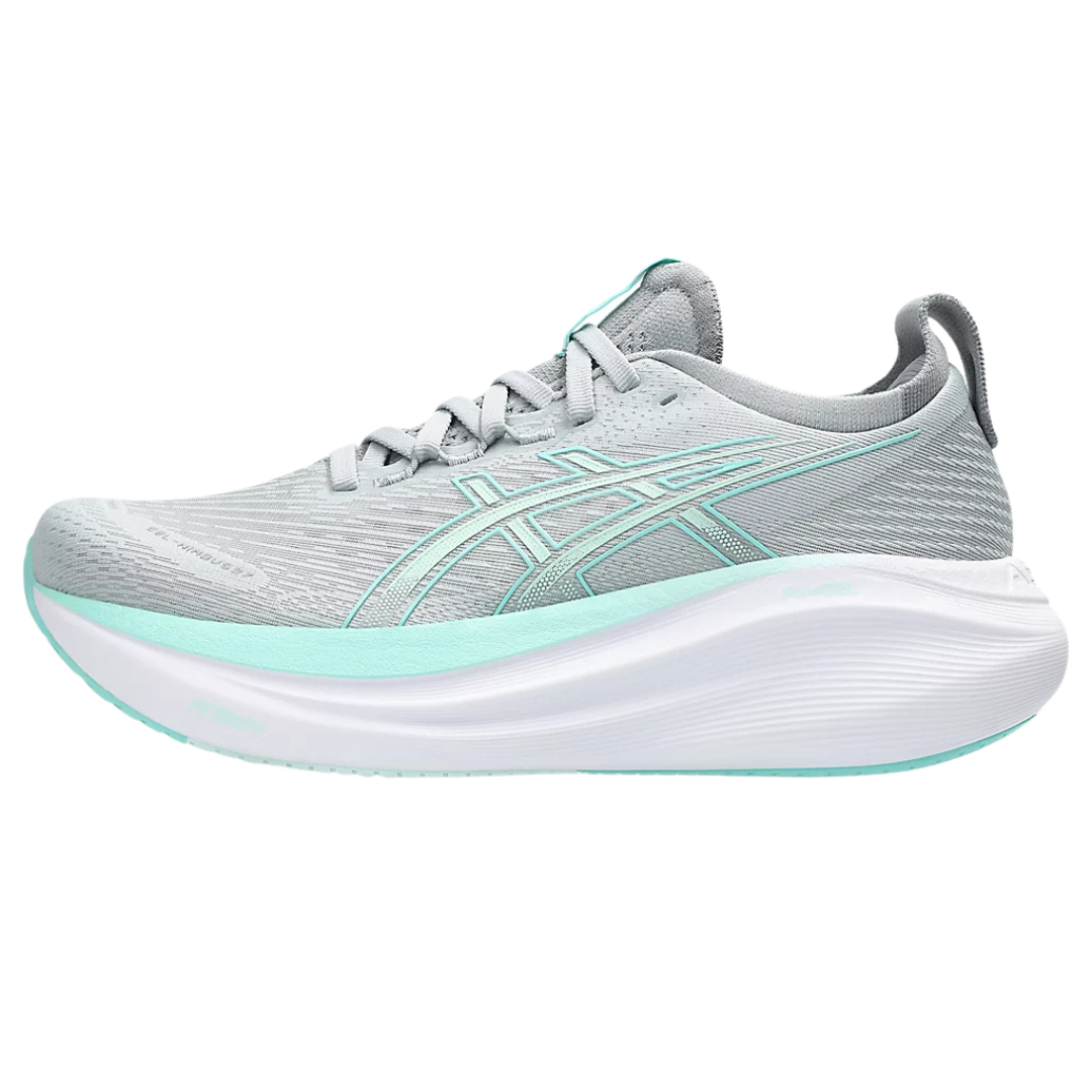 Women's - ASICS Gel Nimbus 27 - Piedmont Grey/Illuminate Mint