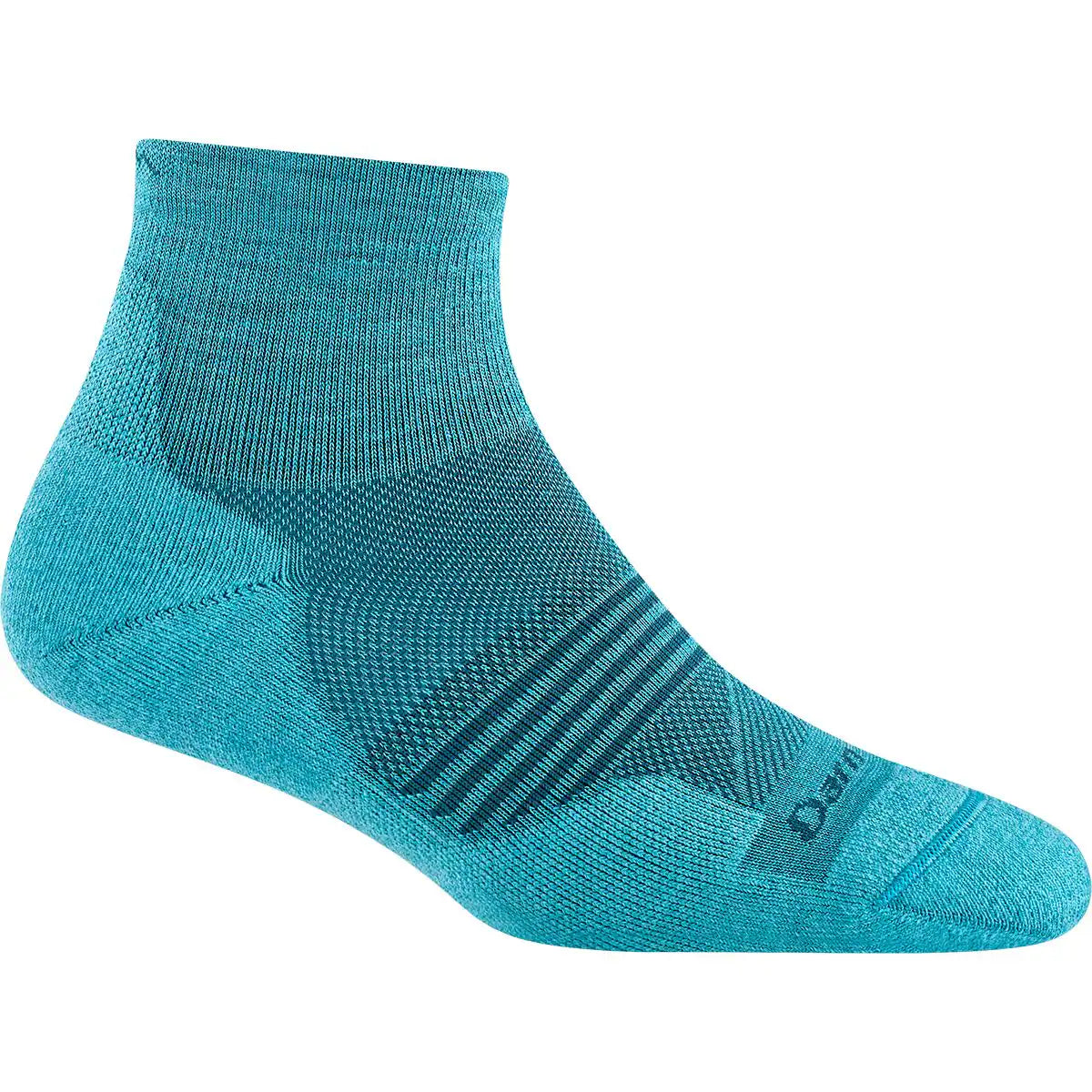 Darn Tough Women's Element Run Quarter Crew Sock Style #1113- Cyan