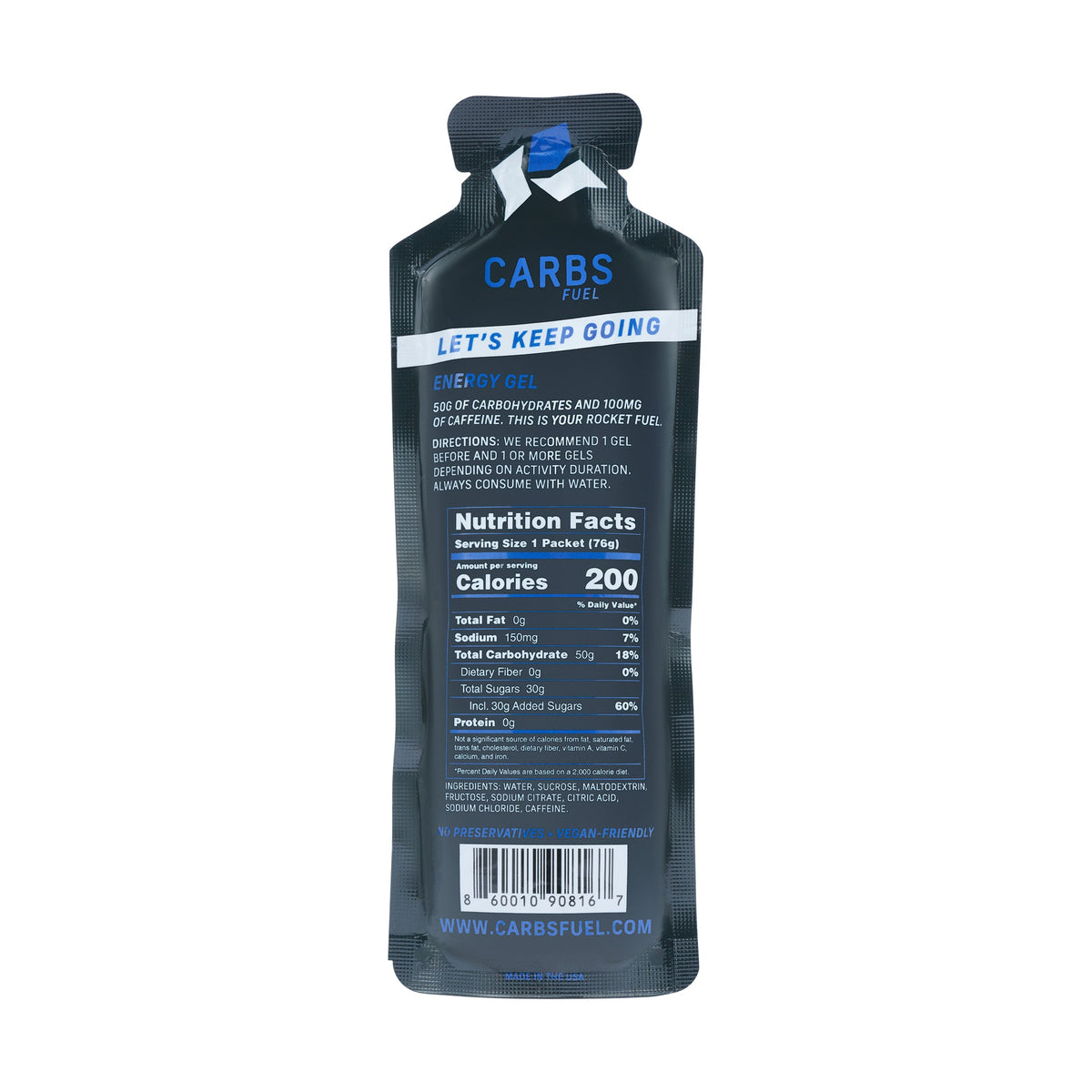 Carbs Fuel Caffeinated Original 50g Energy Gel