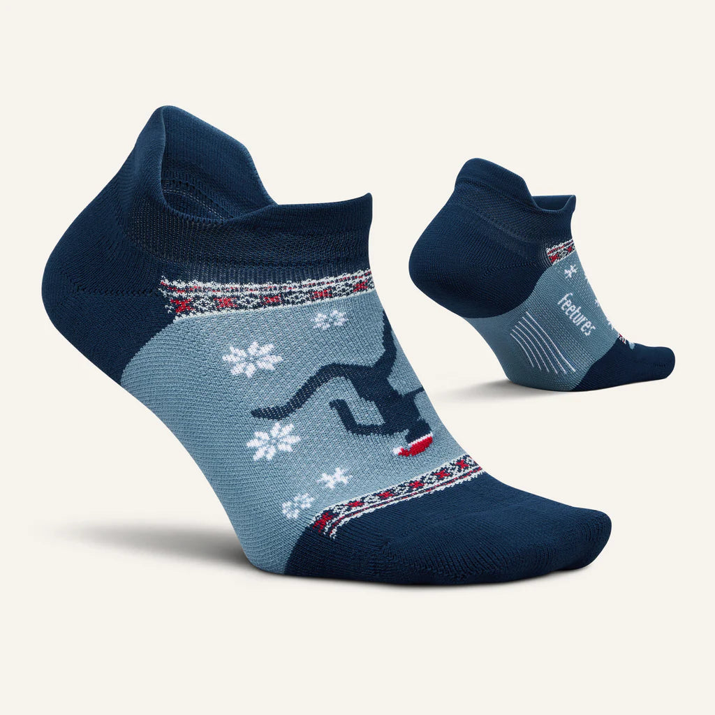 Feetures - Elite Light Cushion No Show Tab Holiday Run Blue