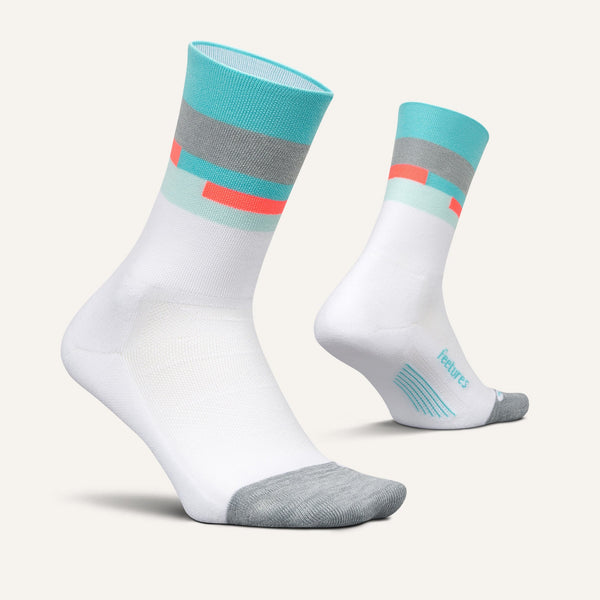 Feetures Elite Light Cushion Mini Crew Aquatic White