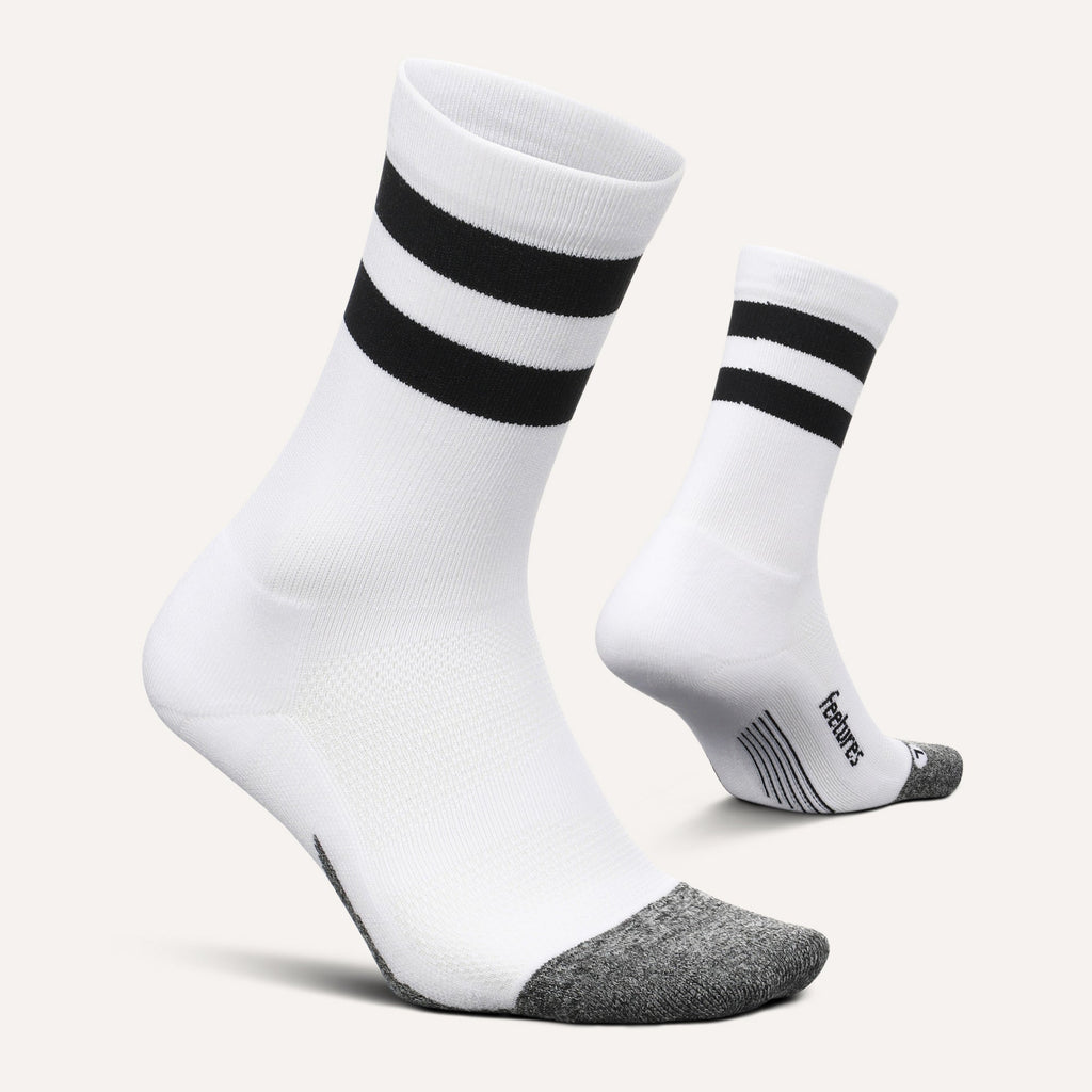 Feetures - Elite Light Cushion Mini Crew - White High Top Stripe