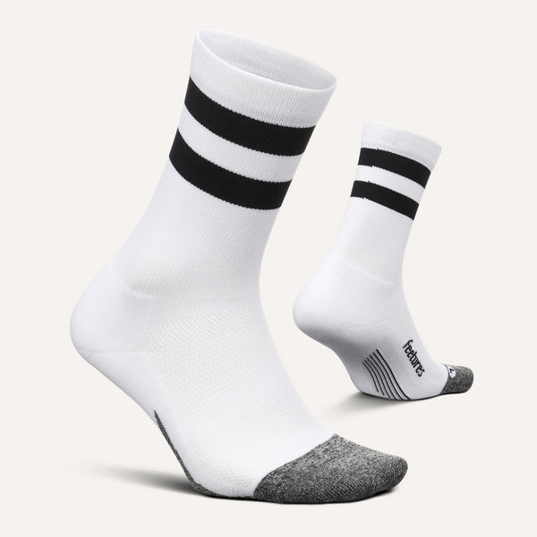 Feetures - Elite Light Cushion Mini Crew - White High Top Stripe