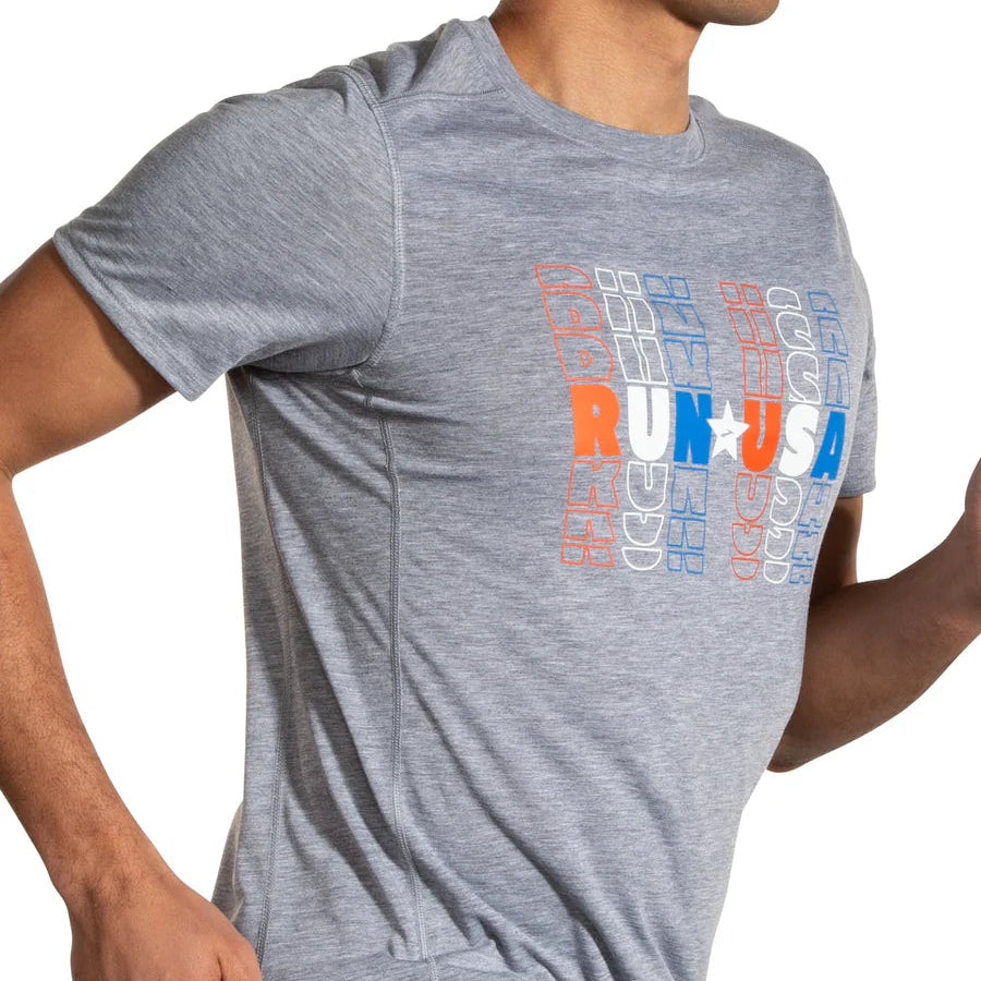 Brooks - Distance Short Sleeve 3.0 - Heather Ash Run USA