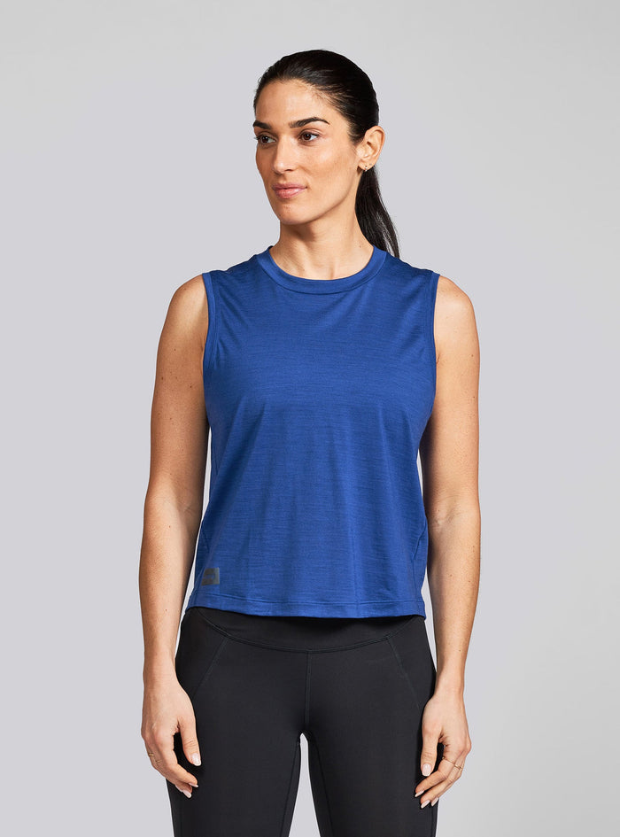Women's - Janji Repeat Merino Muscle Tank - Sapphire