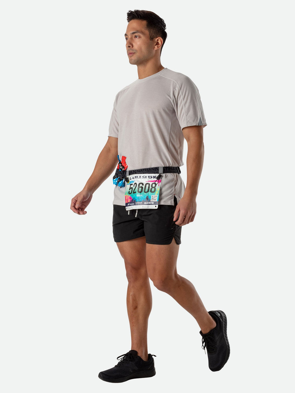 Nathan Race Number Belt Nutrition Waist Belt Black/Reflective Silver
