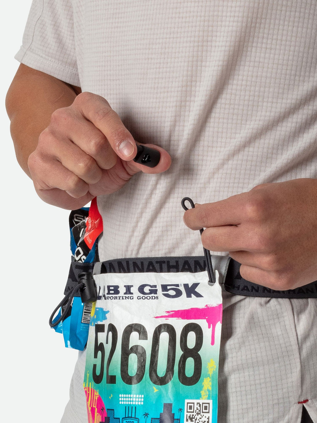 Nathan Race Number Belt Nutrition Waist Belt Black/Reflective Silver
