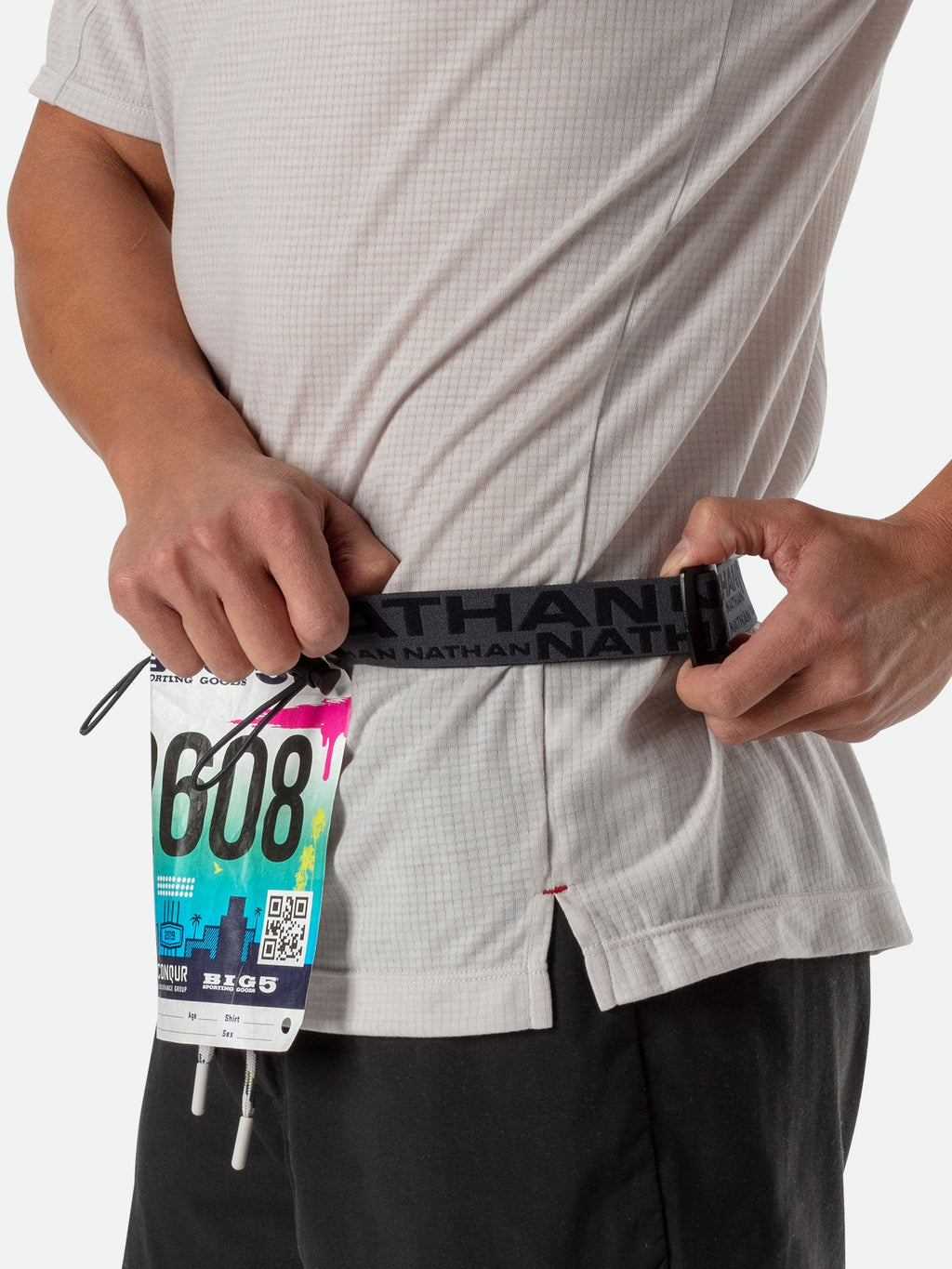 Nathan Race Number Belt Nutrition Waist Belt Black/Reflective Silver