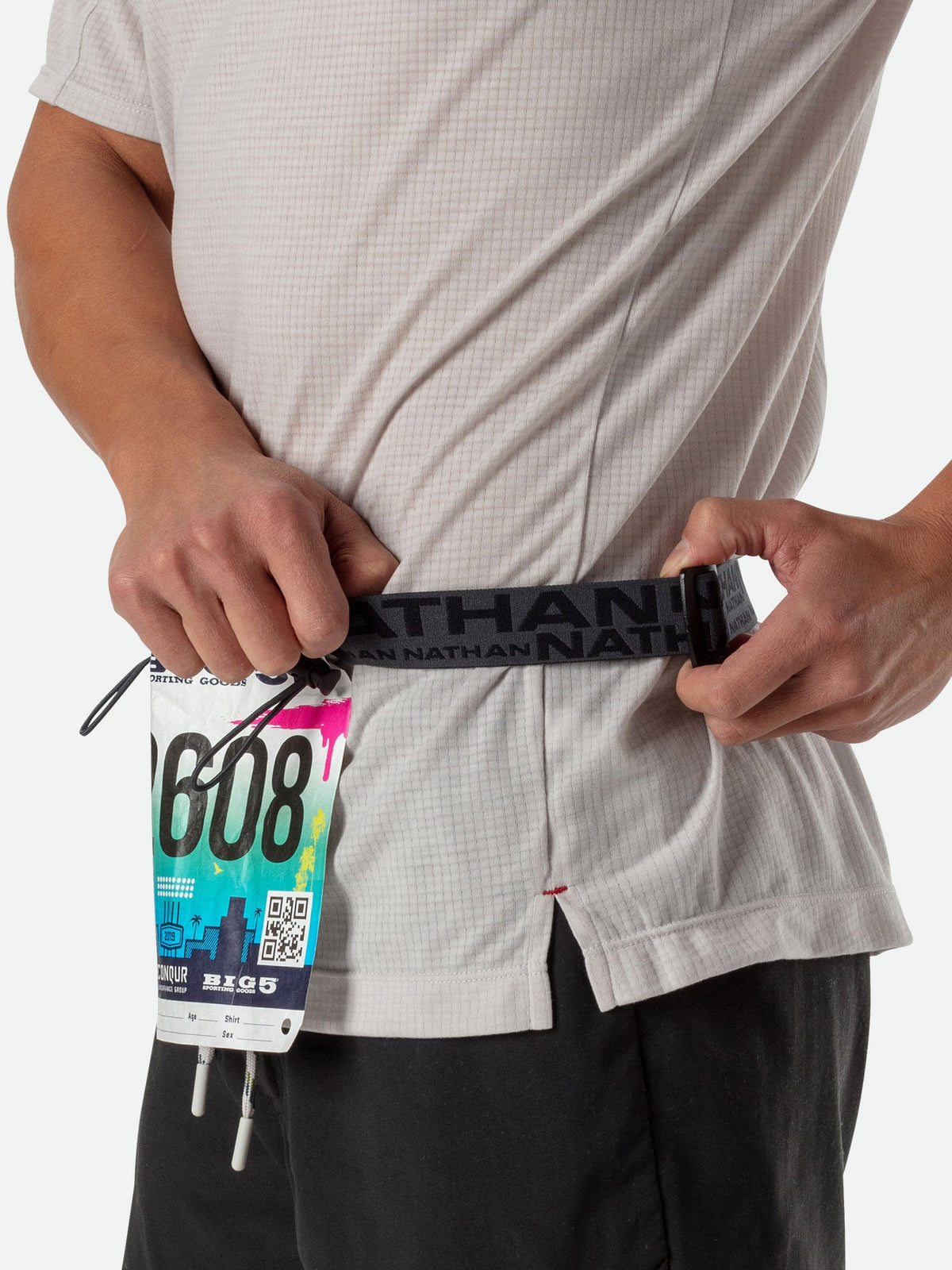 Nathan Race Number Belt Nutrition Waist Belt Black/Reflective Silver