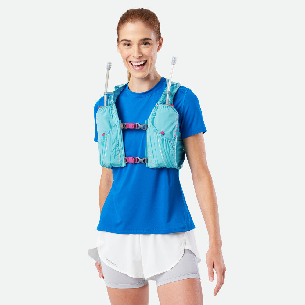Nathan Women's Pinnacle 4 Liter Hydration Race Vest Caribbean Blue/Magenta