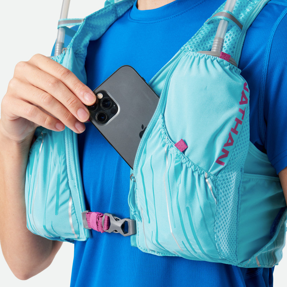 Nathan Women's Pinnacle 4 Liter Hydration Race Vest Caribbean Blue/Magenta