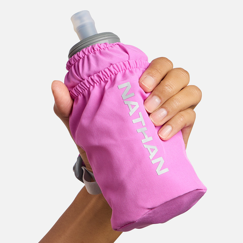 Nathan Pinnacle Soft Flask Handheld 18oz Fuchsia/Reflective Silver