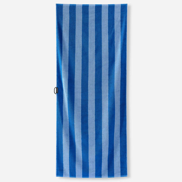 Nomadix Organic Cotton Beach Towel Cabana Stripe Coastal Blue