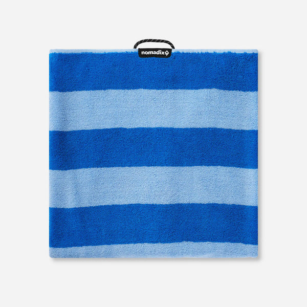 Nomadix Organic Cotton Beach Towel Cabana Stripe Coastal Blue