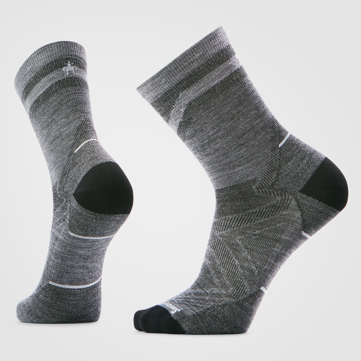 Smartwool Run Zero Cushion Mid Crew Pattern Socks Light Gray