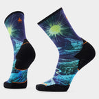 Smartwool Trail Run Treeline Print Crew Socks Deep Navy