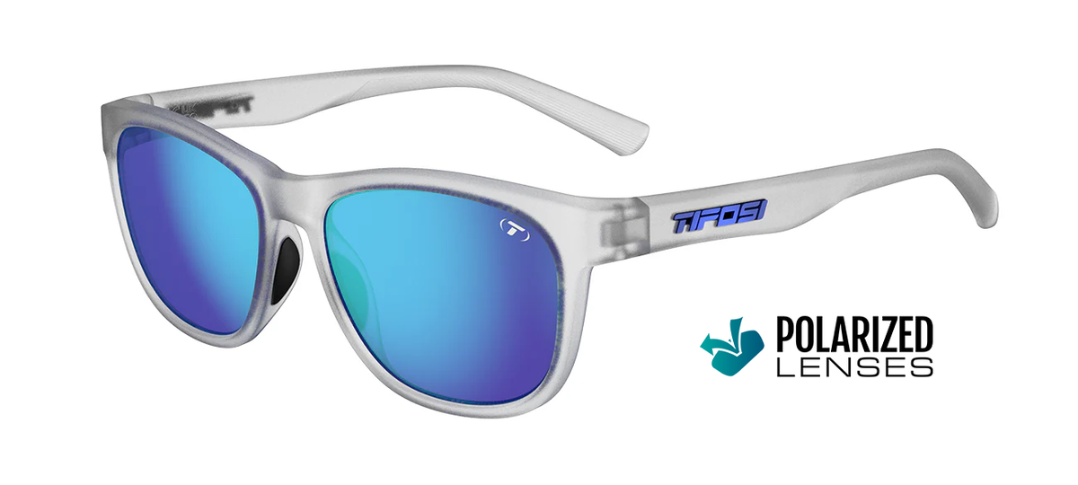 Tifosi Swank Satin Clear - Polarized Smoke Tint with Blue Mirror
