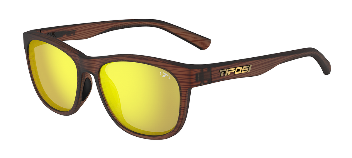 Tifosi Swank Woodgrain - Smoke Tint with Yellow Mirror