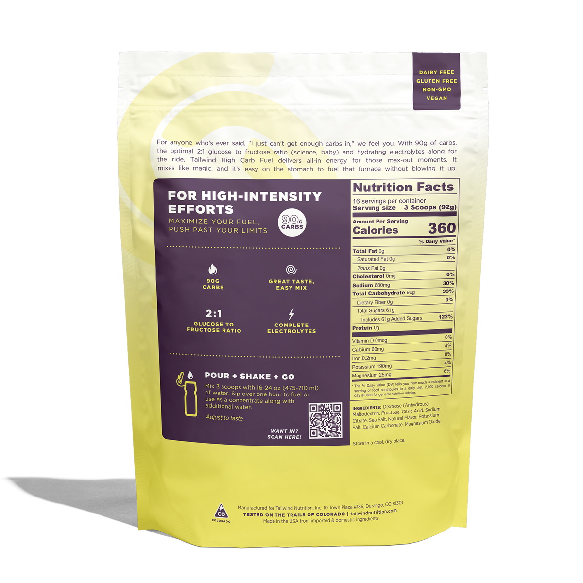 Tailwind High Carb Fuel 16 Serving Bag Lemonade