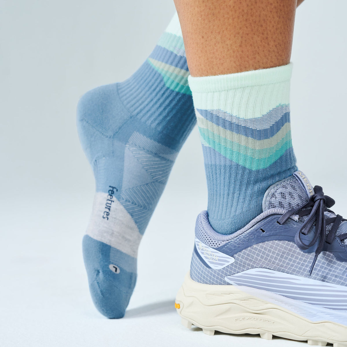 Feetures Trail Max Cushion Mini Crew Tectonic Blue