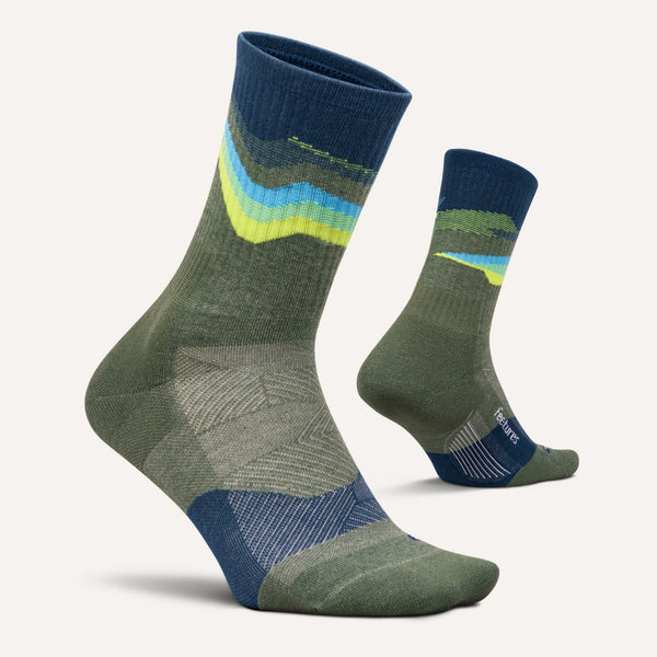 Feetures Trail Max Cushion Mini Crew Tectonic Green