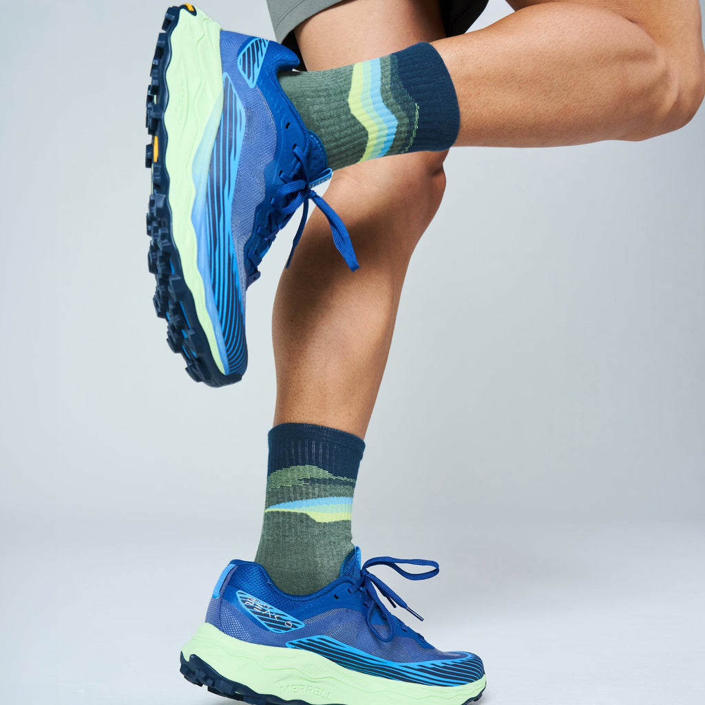 Feetures Trail Max Cushion Mini Crew Tectonic Green