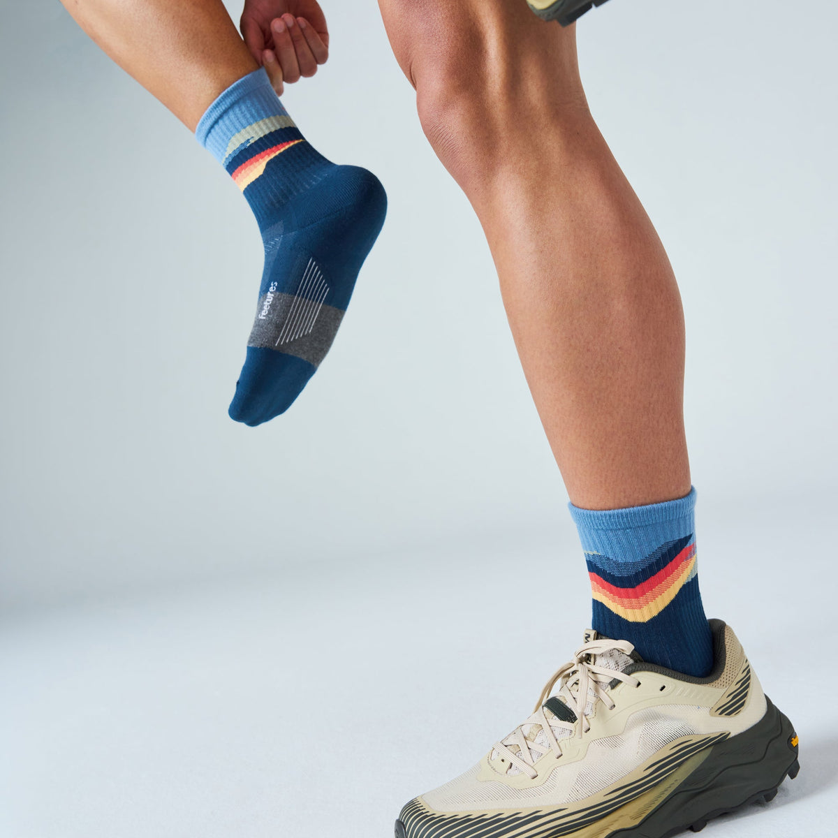Feetures Trail Max Cushion Mini Crew Tectonic Navy
