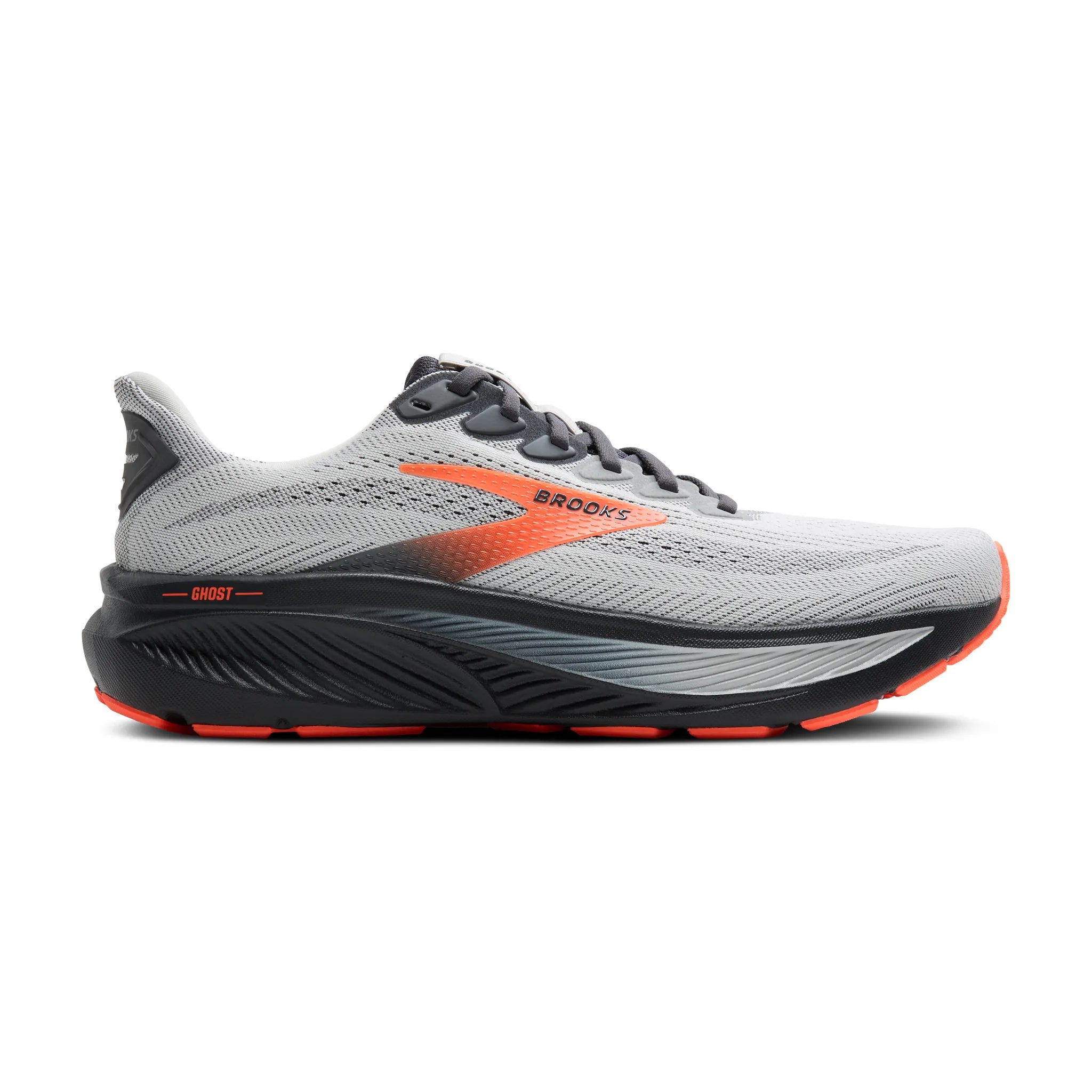 Men's - Brooks Ghost 17 - Oyster Mushroom/Orange/Ebony