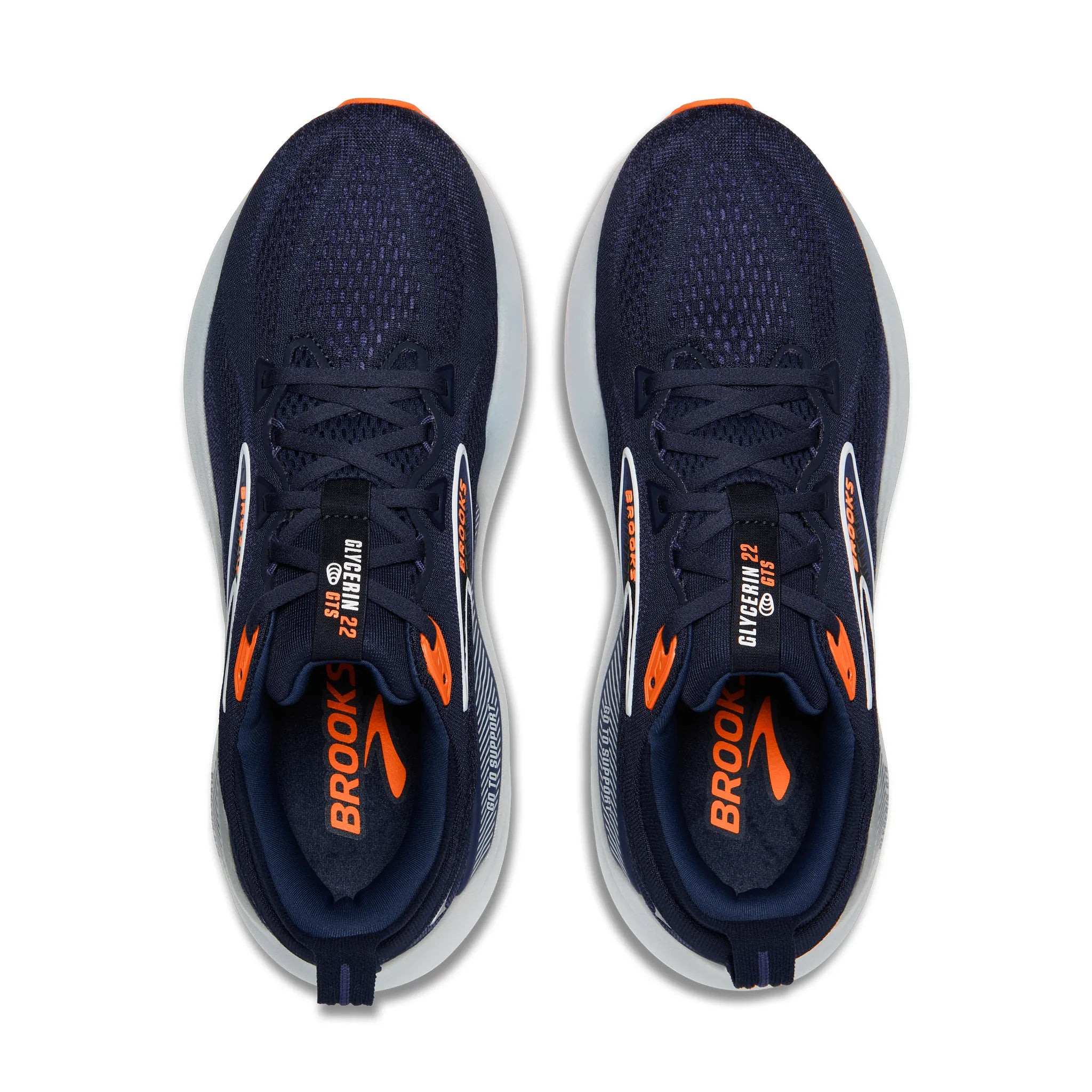 Men's - Brooks Glycerin GTS 22 - Peacoat/Blue Ribbon/Orange