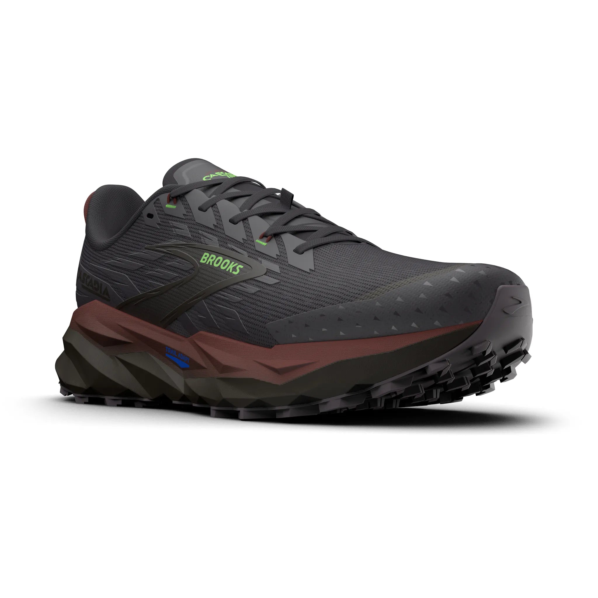 Men's - Brooks Cascadia 19 - Phantom/Rum Raisin/Green