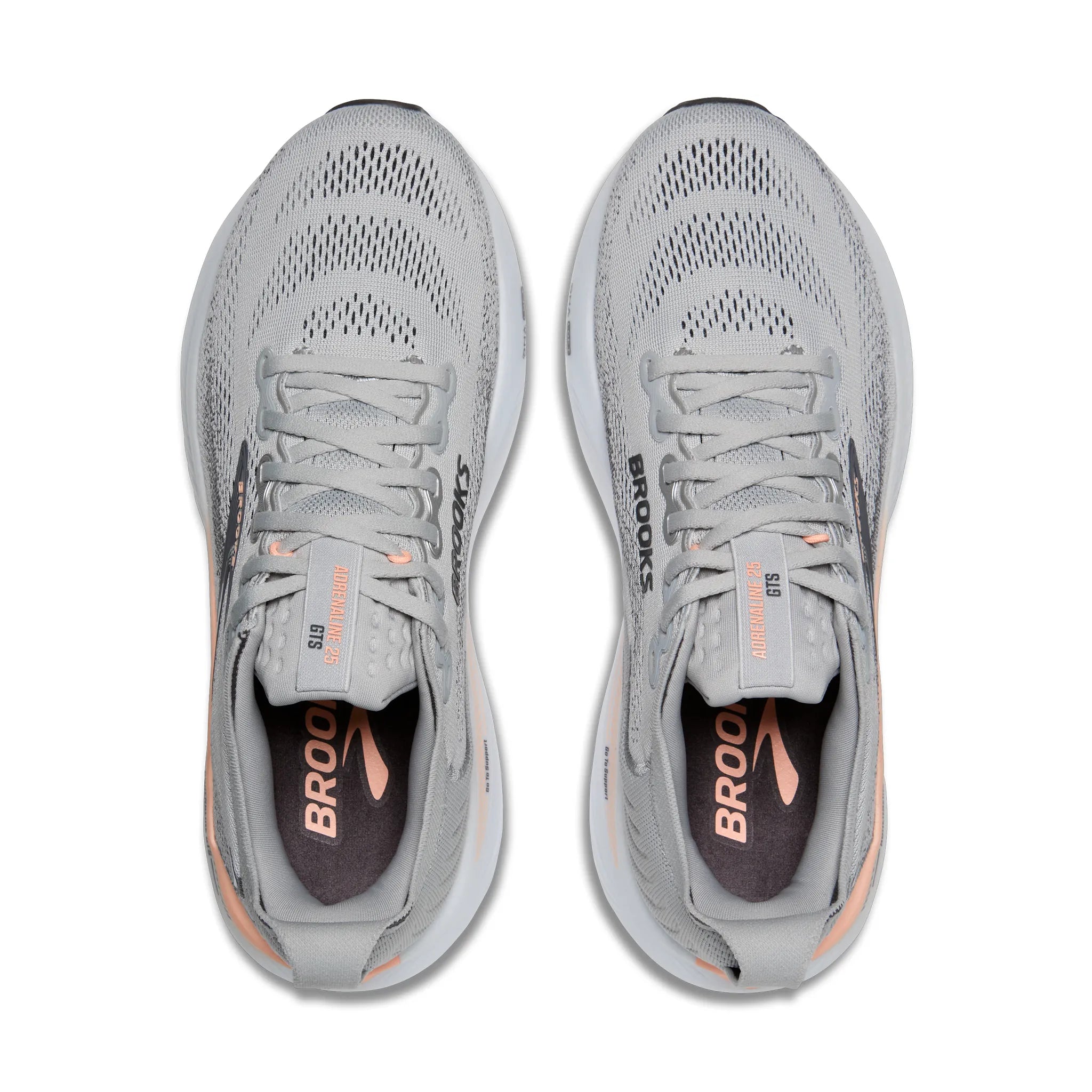Women's - Brooks Adrenaline GTS 25 - Grey/Blackened Pearl/Coral
